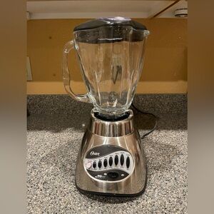 Oster 16 Speed Series Blender Plus Food Chopper, Glass Jar Finish Brushed Nickel